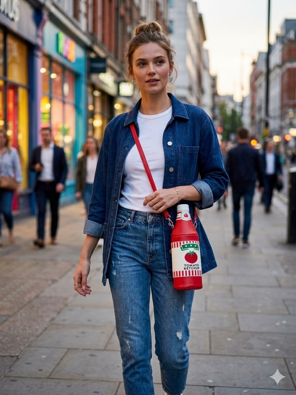 Tomato Ketchup Bottle Crossbody Bag - Red & White